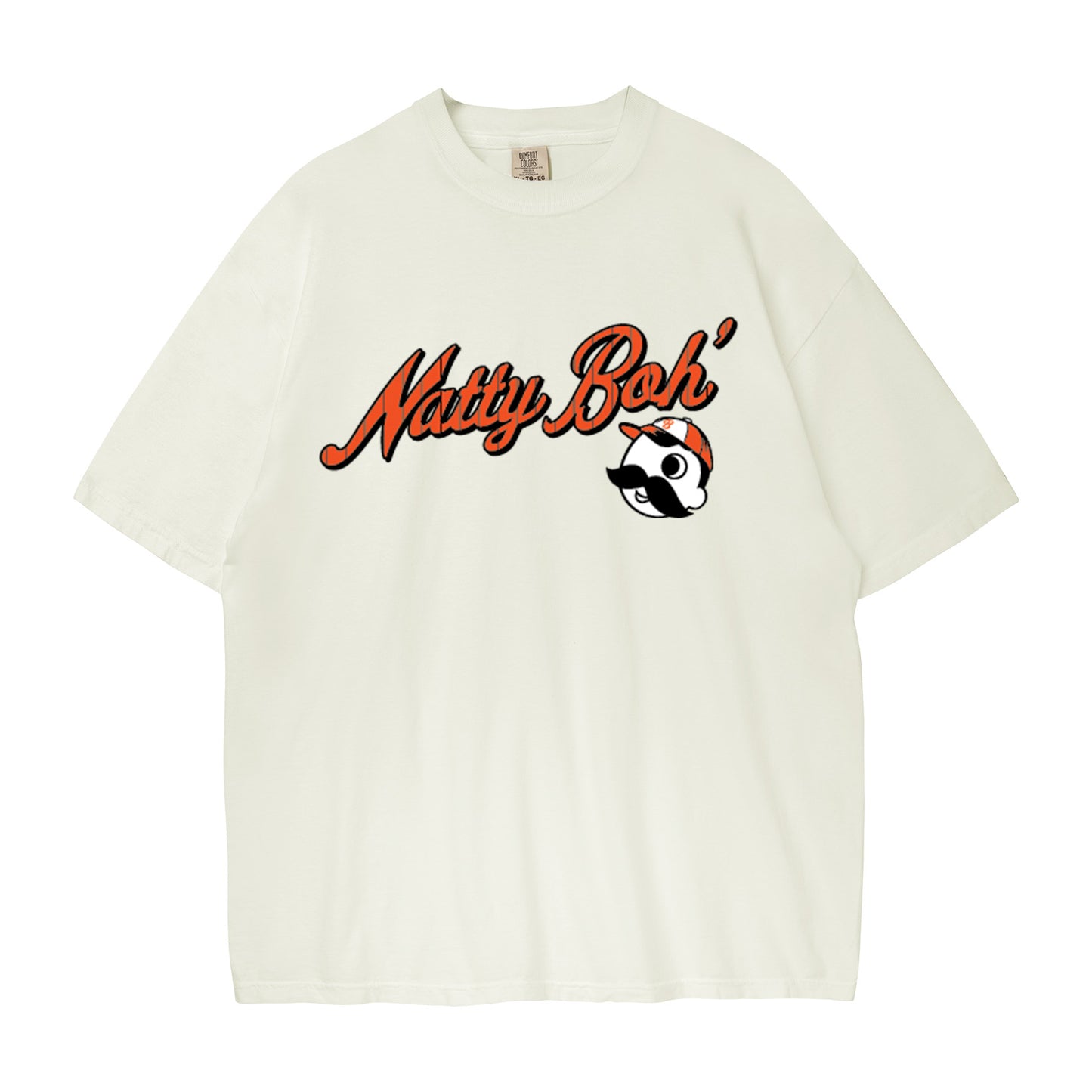 Ivory t-shirt with 'Natty Boh' logo on a white background